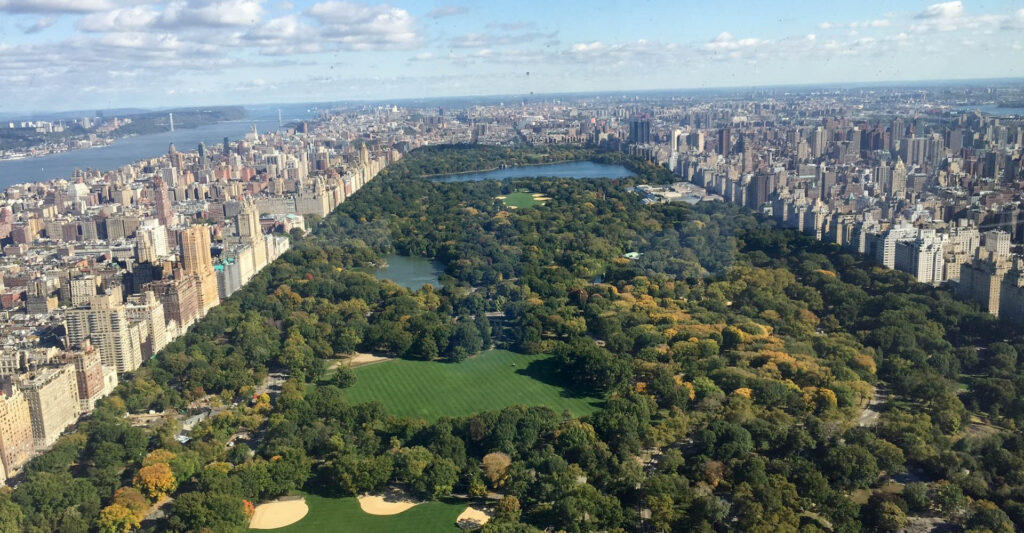 An aerial view of Central Park in New York City